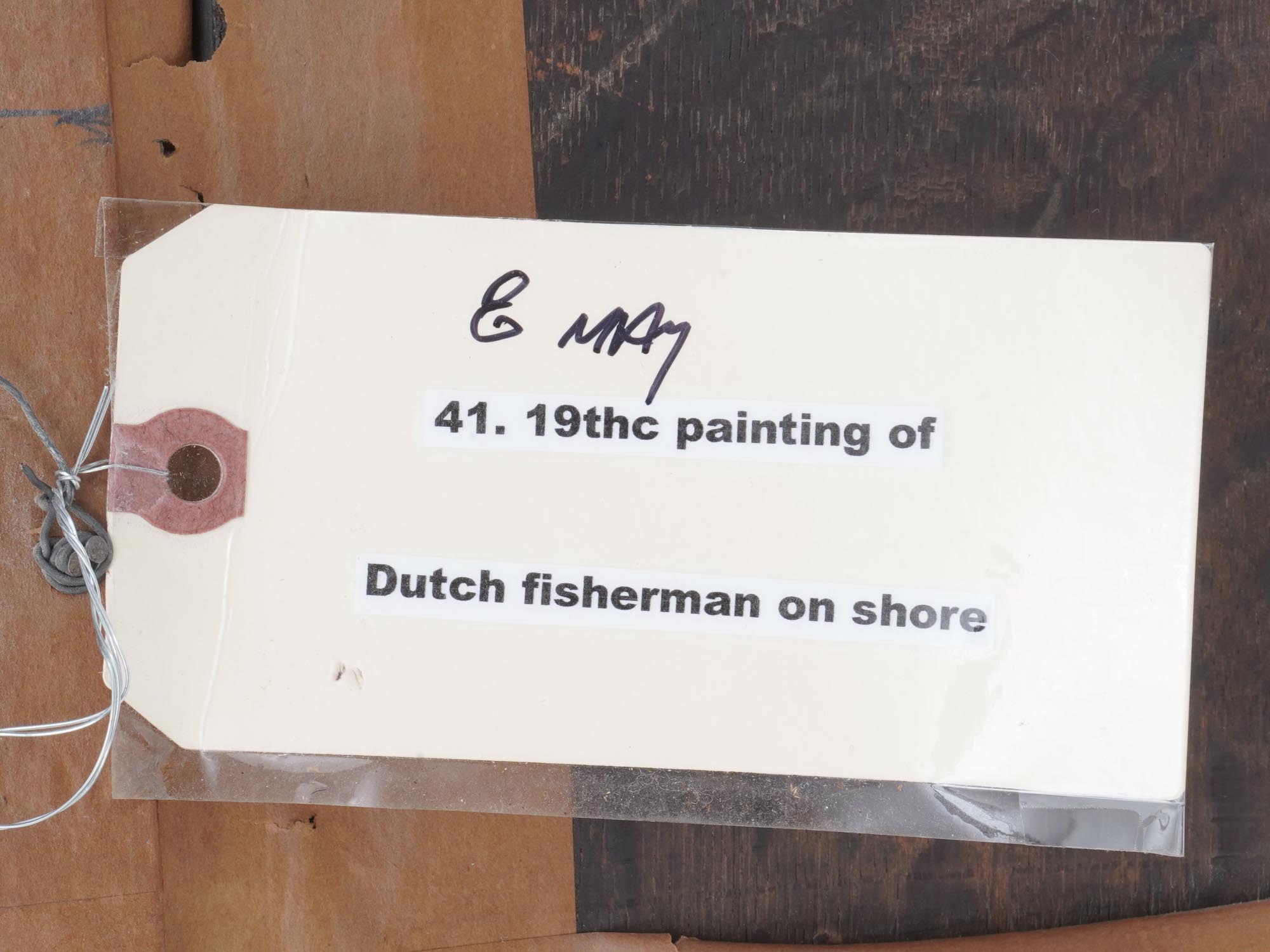 ANTIQUE 19 C DUTCH MARINE FISHERMAN PAINITNG PIC-7